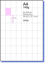 64 perforated tickets per A4 sheet